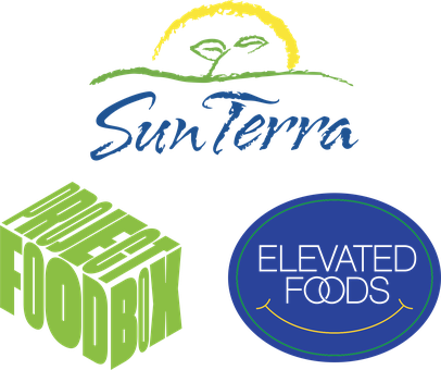 SunTerra Produce, Project Food Box, and Elevated Foods logos